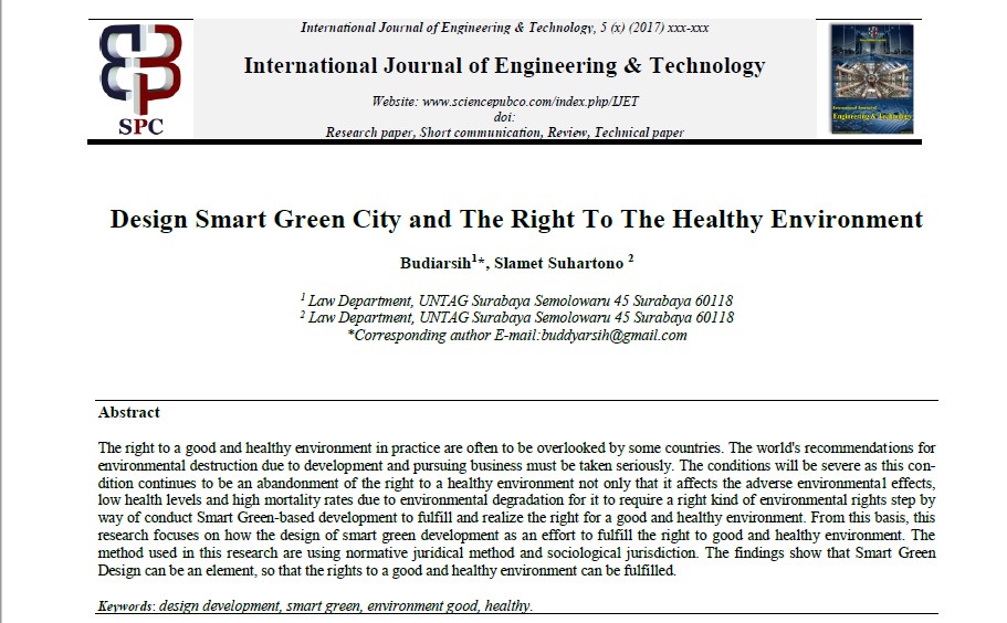 Design Smart Green City and The Right To The Healthy Environment