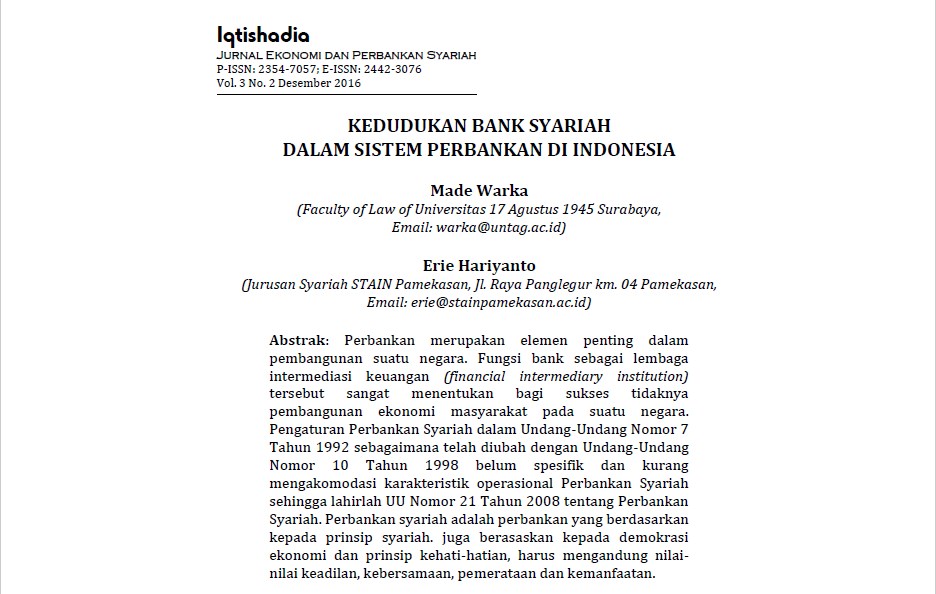 Kedudukan Bank Syariah Dalam Sistem Perbankan Di Indonesia