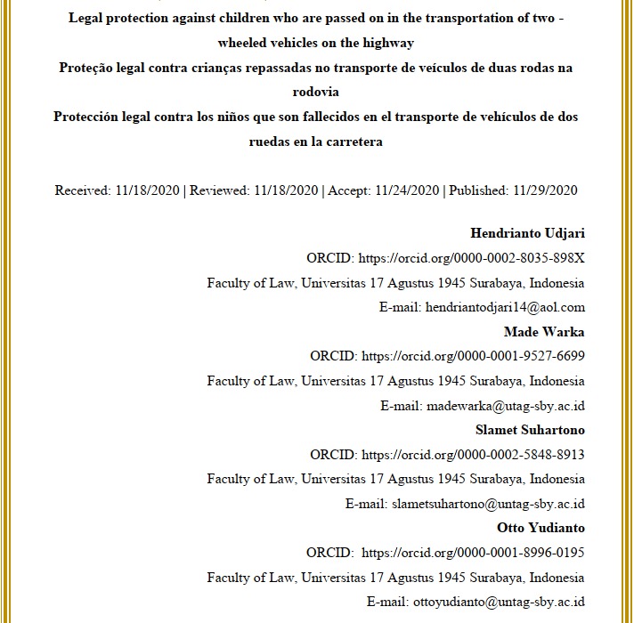 Legal protection against children who are passed on in the transportation of two - wheeled vehicles 