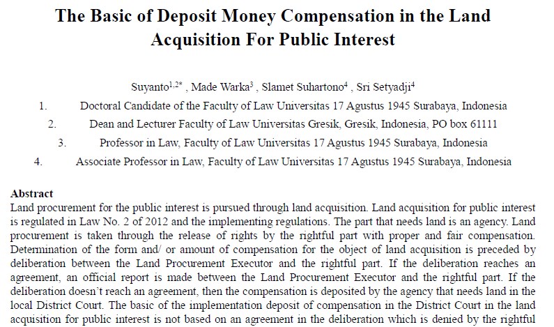 Suyanto Dan The Basic of Deposit Money Compensation