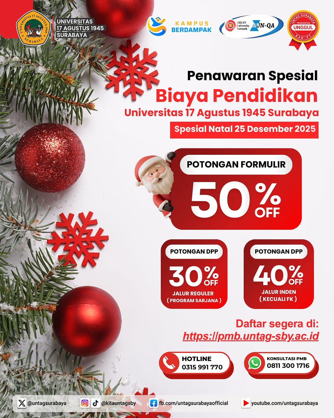 Biaya pendidikan Spesial Natal 25 Desember 2025 