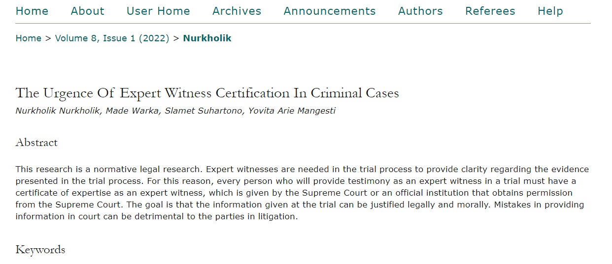 The Urgence Of Expert Witness Certification In Criminal Cases
