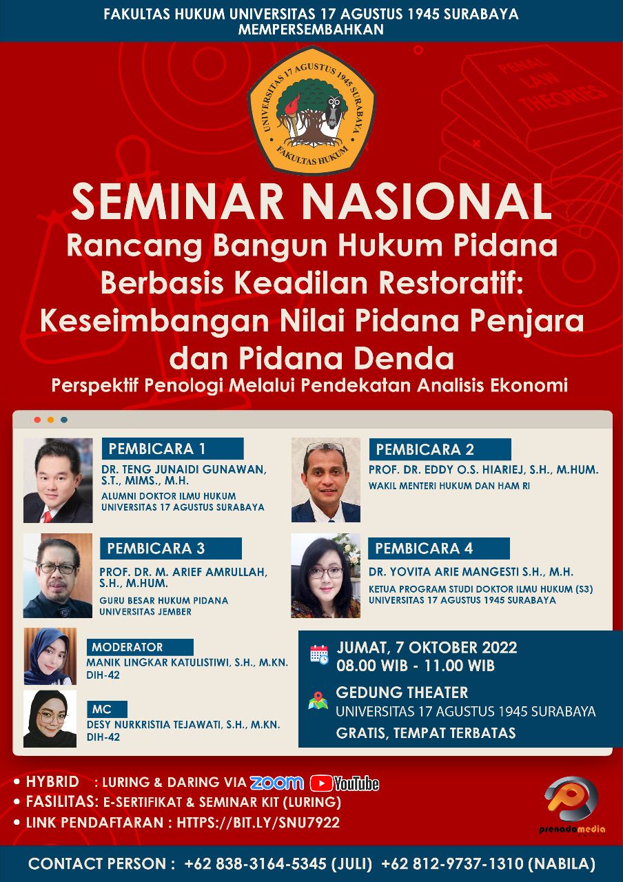 Seminar Nasional "Rancangan Bangun Hukum Pidana Berbasis Keadilan Restoratif"