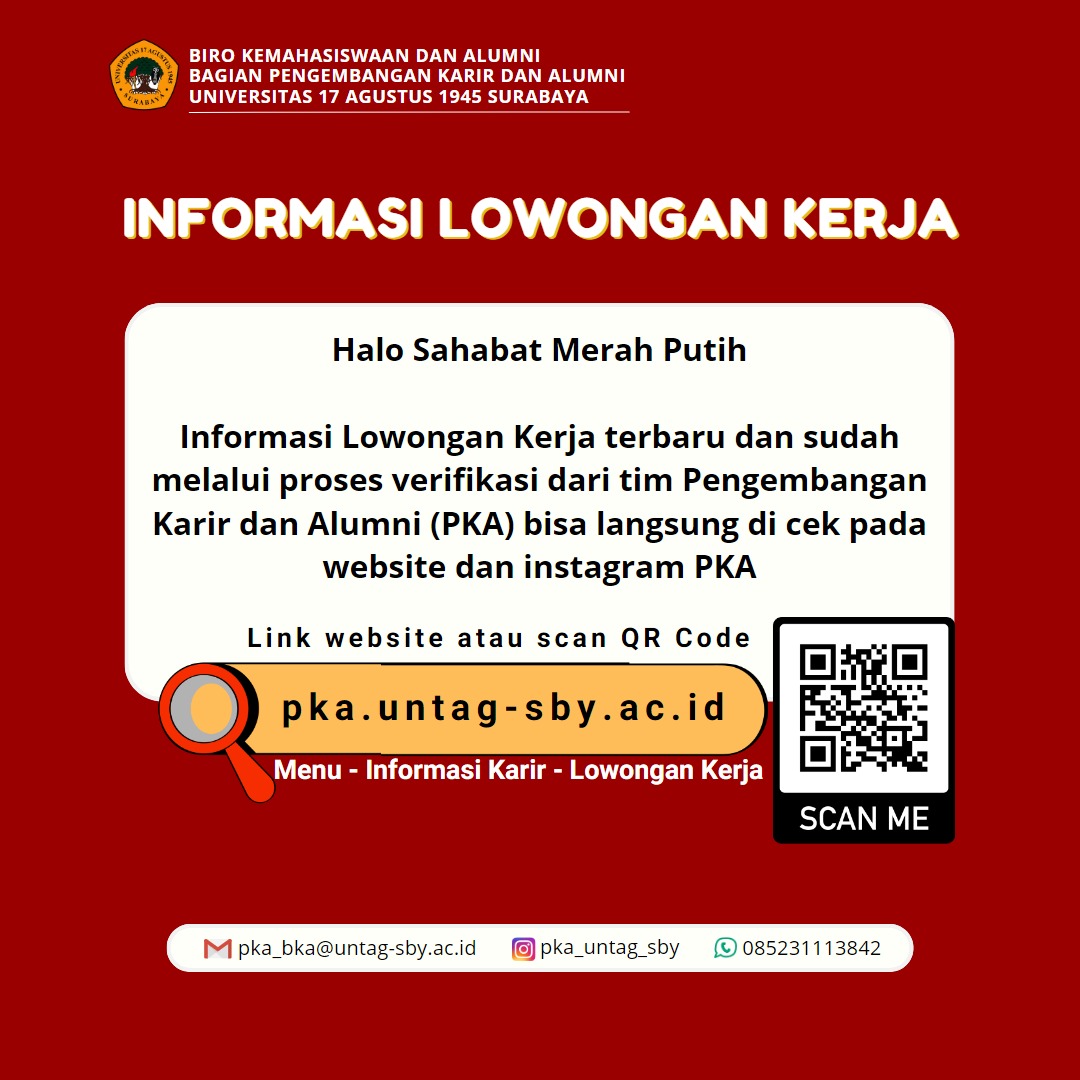 Informasi Lowongan Kerja pada Website Pengembangan Karir dan Alumni UNTAG Surabaya