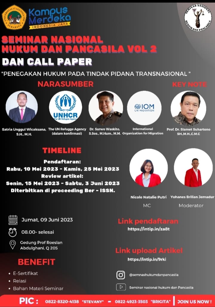 Seminar Nasional Hukum dan Pancasila Vol. 2 dan Call Paper