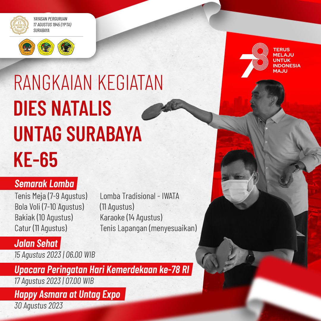 Rangkaian Kegiatan Dies Natalis UNTAG Surabaya Ke-65