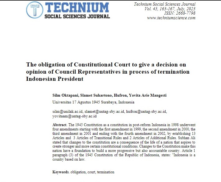 The obligation of Constitutional Court to give a decision on opinion of Council Representatives 