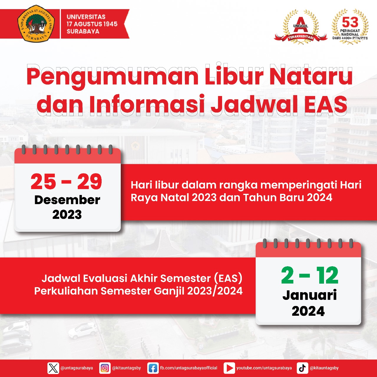 Libur NATARU dan Informasi Jadwal EAS