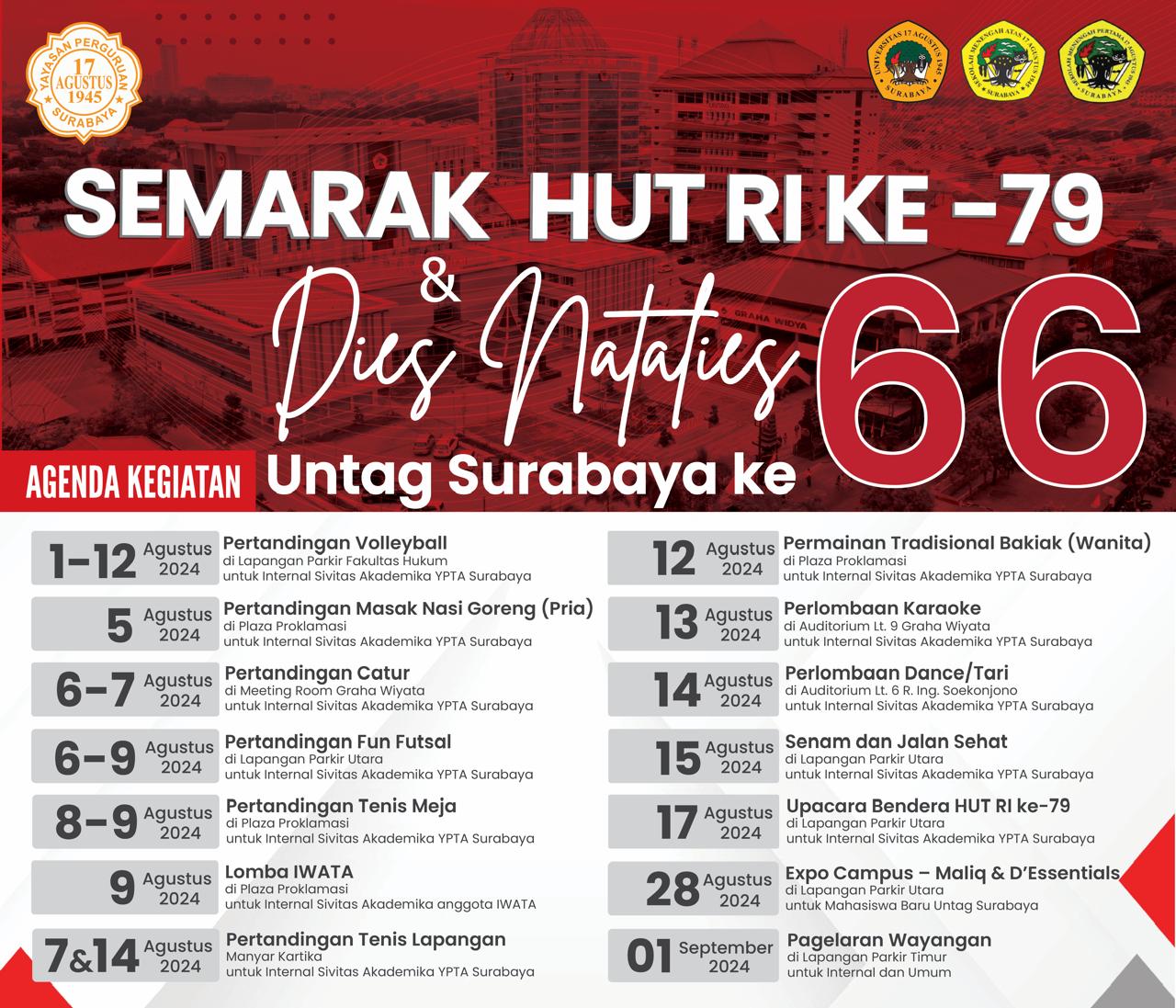 SEMARAK HUT RI KE-79 & DIES NATALIES KE-66 UNTAG SURABAYA