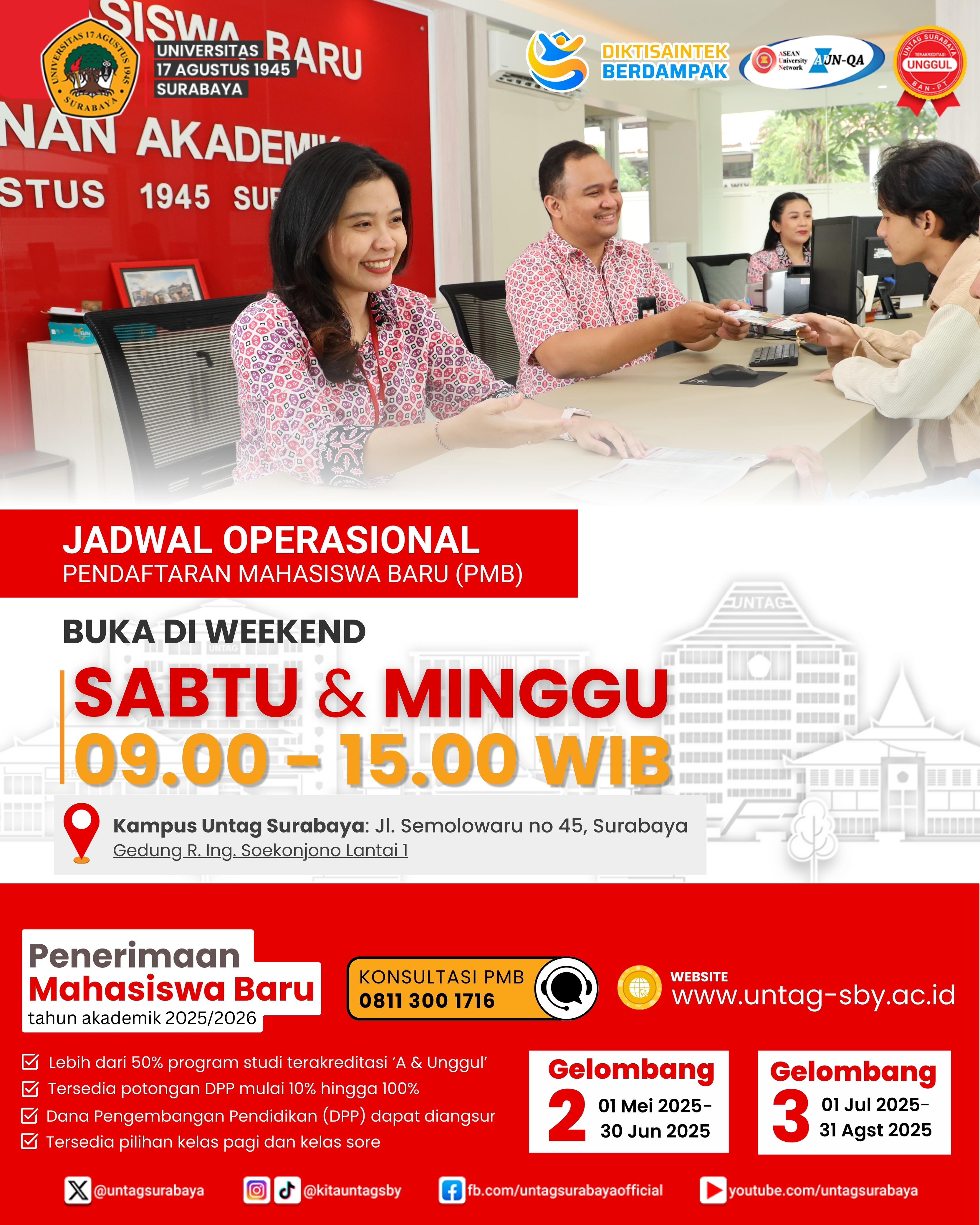 Jadwal Operasional PMB (Sabtu & Minggu) 