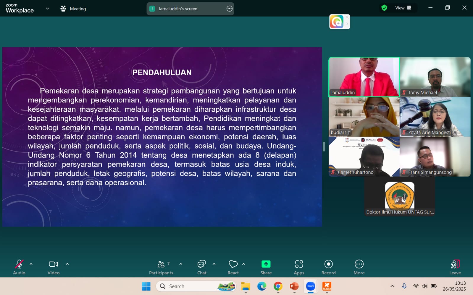 Ujian Kualifikasi atas nama Jamaluddin