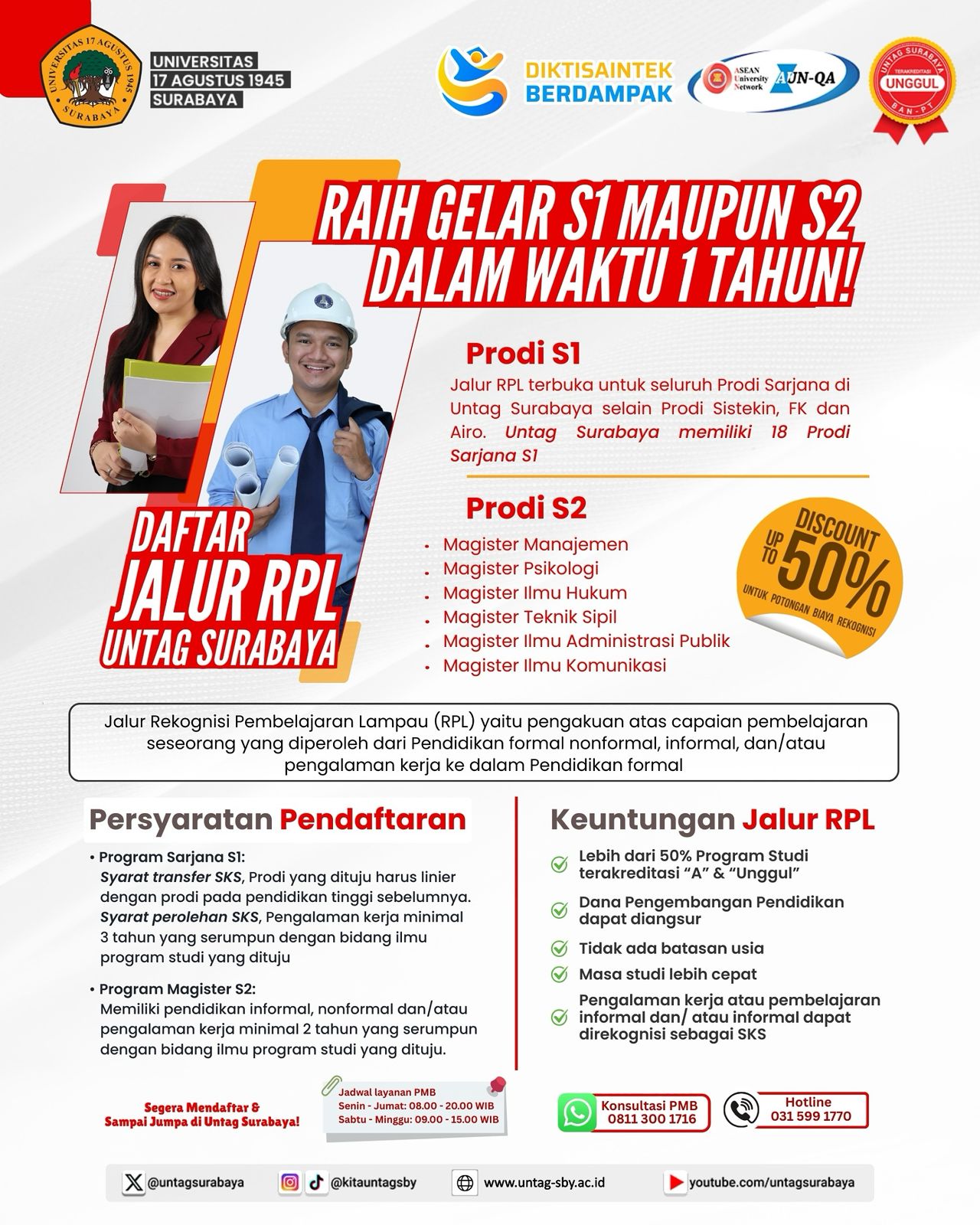 Pendaftaran Jalur RPL S1 dan S2